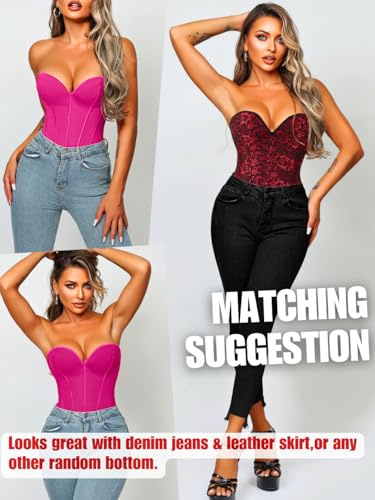 Image of ChiaoLezhee Heart Corset Top For Women, Sexy Concert Outfits Going Out, Strapless Crop Top, Overbust Bustier