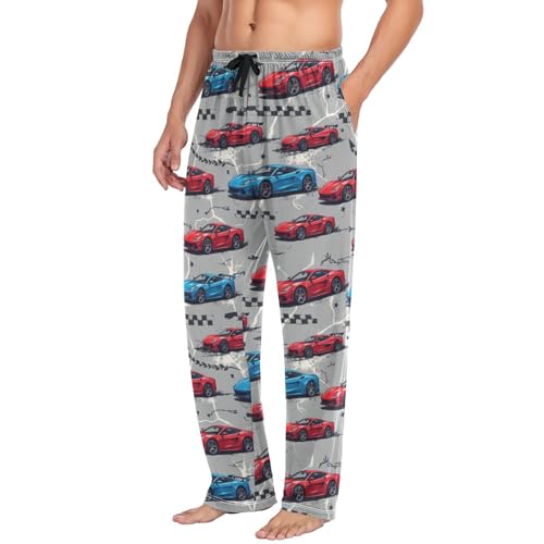 Red Blue Sportcar Truck Pajama Pants Cracked Arrow Race Cars Men's Pajama Bottoms Lounge Sleepwear PJs Sleep Pants XL4