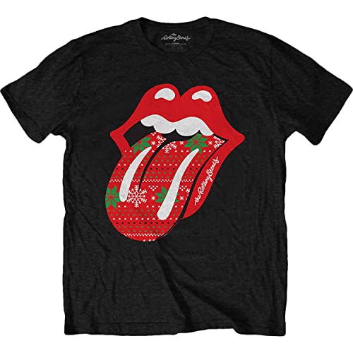 Rolling Stones The T Shirt Christmas Tongue Band Logo Nouveau Officiel Homme - Les Beatles, Paul McCartney, John Lennon, RIngo Starr, George Harrison Rolling Stones The T Shirt Christmas Tongue Band Logo Nouveau Officiel Homme