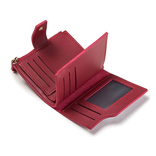 Women's Wallet Solid Color Women Short Wallet Short Zipper Wallet Money Bag Leather Coin Purse Ladies Wallet Female Hasp Mini Clutch for Girl (Color : Pink) (Pink)3