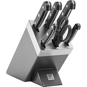 Zwilling Gourmet Set di Coltelli con Ceppo con Sistema Auto Affilante, 7 Pezzi, Grigio