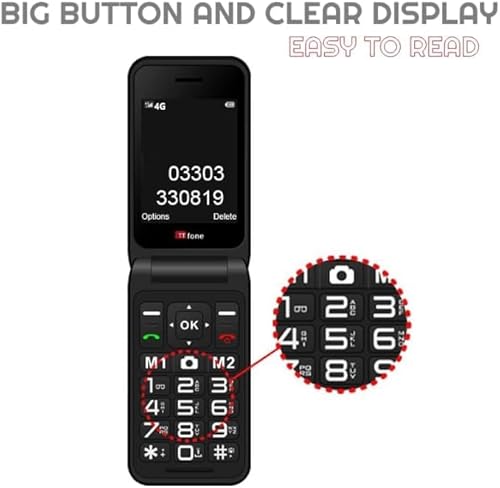TTfone TT760 Flip 4G Big Button Mobile Phone for the Elderly with Emergency Assistance button Unlocked Basic Mobile Phone (Black, with Mains Charger) - Image 4