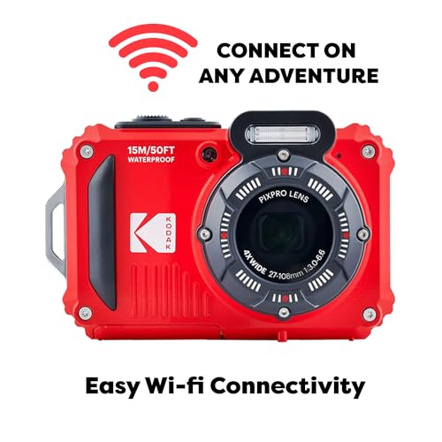 Image of KODAK PIXPRO WPZ2 Rugged Waterproof Digital Camera, Red Bundles with Case, Monopod, Card Reader and More (9 Items)