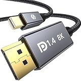 ⚡【DP1.4 240Hz GamePlay】Das Mini Displayort Kabel basiert auf die DisplayPort 1.4 Standards und abwärts kompatibel. DP1.4 sorgt für eine Bandbreite von bis zu 32.4 Gbit/s (HBR3) und verfügt über HDR, 32 Audiokanäle, DSC 1.2, G-Sync, FreeSync, FEC . Damit bietet das Mini Displayport auf Displayport Kabel geringe Eingangsverzögerung für flüssiges und reaktionsschnelles Gaming.