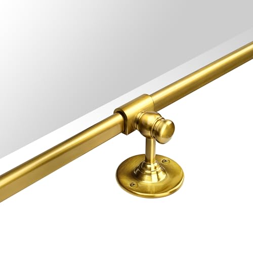 Image of Farmhouse Pivot Rectangle Bathroom Mirror Brushed Gold Metal Framed Tilting Beveled Vanity Mirrors for Wall, Overall 27.91x 30 inches (Mirrror 24 x 30 inches)