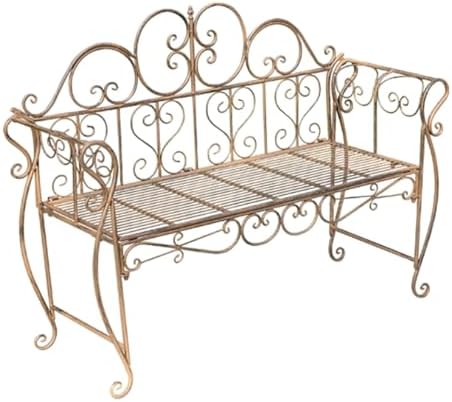 Weatherproof Retro Iron Outdoor Bench, Decorative Garden Seating for 2-3 People, Perfect for Yard, Patio, Park, Balconies, Coffee Shops - Brown