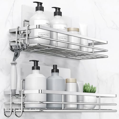 Josmimic Lot de 2 étagères de douche en acier inoxydable SUS304 - Argenté