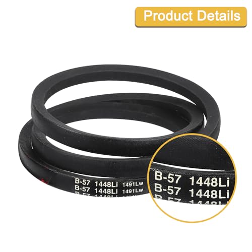 Image of uxcell 3 Pack B57 Classic Wrapped V-Belt, 60 inch Outside Circumference, Black Industrial Rubber V-Belt