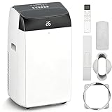 Litake Pingüino Aire Acondicionado Portátil 10000 BTU 3 en 1 Frío, Ventilador y Deshumidificador para Habitaciones de 30m², Incluye Kit de Ventana y Mando a Distancia, Negro