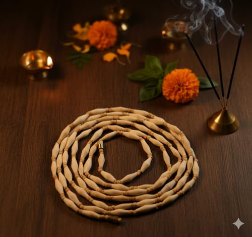 Image of Original Tulsi Kanthi Mala from Vrindavan Dham | Pure Natural Tulsi Wood Beads | ISKCON Style Single Round Spiritual Necklace for Men & Women | Hindu Pooja & Meditation Mala