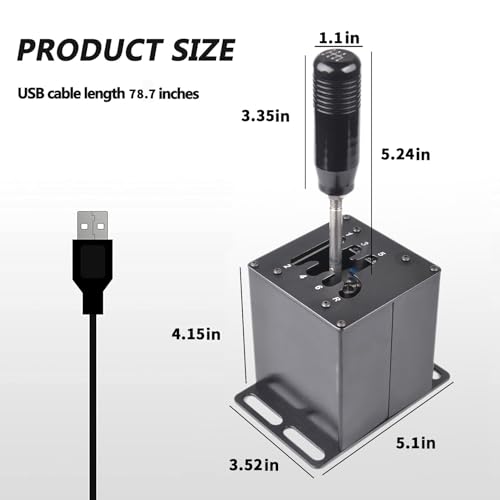 CNRAQR PC USB Simulator Shifter 6+R H Gear Shifter for Logitech G29/G27/G25/G920, T300RS/GT, Compatible with Gearshift PC Windows Steering Wheel for ATS ETS Dust WRC Sim Racing Game