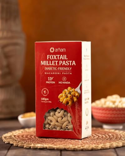 Image of Arham Organic Pasta Combo Macaroni| Foxtail, Little, Ragi & Sorghum | No Maida, Not Fried, No MSG, No Preservatives | Easy & Quick to Cook 180GM Each