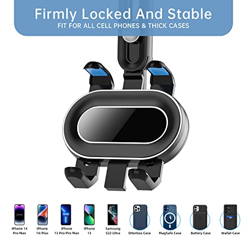Rearview Mirror Phone Holder for Car,360°Rotatable and Retractable Multifunctional Rear View Mirror Phone Holder,Four Corners Fixed Anti-Shake Design,for All Mobile Phones and All Car