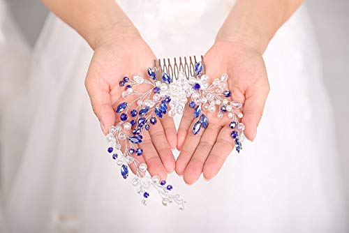 Peine para cabello vintage de cristal azul miniatura 6