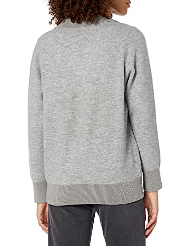 Image of Cable Stitch Women's Two Tone Polo Neck Open Collar V-Neck Sweater - Long Sleeve Relaxed Pullover Top