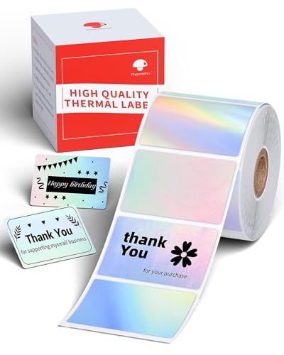 Phomemo Etiketten - M110 M120 M200 M220 M221 Thermische Etiketten Selbstklebende Stickers für Preis Name Adresse Logo Barcode 40mm*30mm 230 Etiketten Holografisches Silber (1 Rolle)