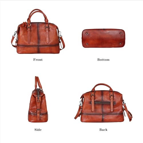 Image of HESHE Leather Tote Bag Shoulder Purses for Women Satchel Crossbody Handbags | Genuine leather Designer Top Handle Work Travel Bags Large Capcity Crossbody Ladies