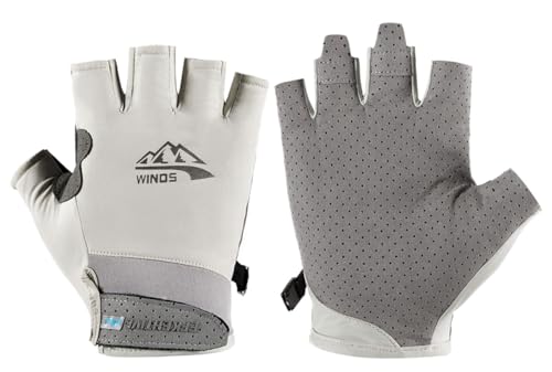 SUJAYU UV Protection Gloves Women Men, Fingerless Driving Gloves Fishing Gloves Sailing Gloves Kayak Gloves Paddling Gloves Rowing Gloves, UV Gloves Sun Gloves Sun Protection Gloves (Grey, Medium)