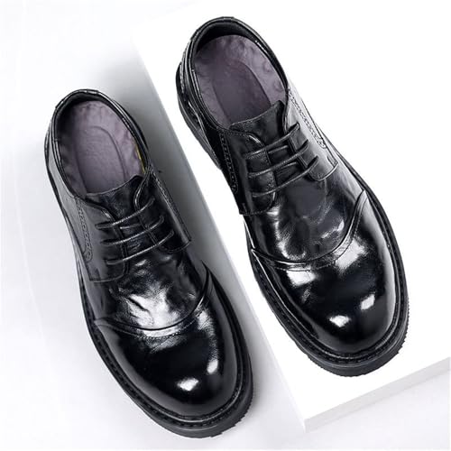 Men's Genuine Leather Derby Shoes Chunky Sole Business Casual British Style Hand-Stitched Textured Oxfords Comfortable3