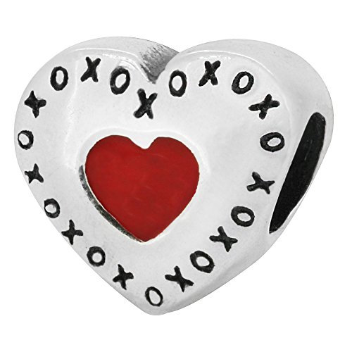 Zable Sterling Silver Red Heart With Xo's Bead/Charm #TOP20
