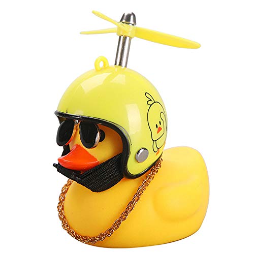 JEYODA Car Duck Decoration with Helmet Broken Wind Small Yellow Duck Road Bike Motor Helmet Riding Cycling Accessories (Yellow 1)