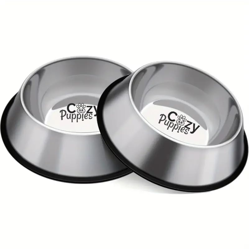 Cozy Puppies Stainless Steel Dog Bowls - Non-Slip Rubber Base - Perfect for Small and Medium Dogs - Ideal for Food and Water - Durable and Easy to Clean (2 x 200ML) (B0CVH6C26M) Amazon Price History, Amazon Price Tracker
