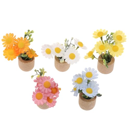 VPOUERY 5 Pezzi Mini Tappo di Sughero Magneti Frigo,Mini Piante in Vaso Imitazione Magnetica Margherita per Frigorifero Adesivi,Per Bambini Adulti Frigo Ufficio Scuola Casa Adesivi Decorativi