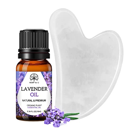 Gua Sha Facial Tools & Massage Oil Skin Care Sets,Gua Sha Tool for Face to Reduces Puffiness and Promotes Blood Flow, with Nice Travel Pouch (White &Lavender oil)