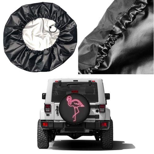 Image of Pink Flamingo Spare Tire Cover Dust-Proof Wheel Tire Cover Fit Trailer, RV, SUV and Many Vehicle 16 Inch