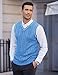 COOFANDY Men's Cotton Sweater Vest V Neck Casual Sleeveless Knitted Sweater Blue