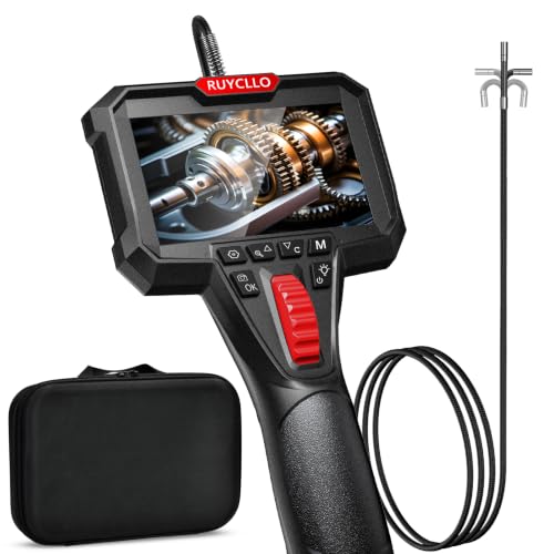 Ruycllo X300 Endoskopkamera mit Licht 210 Drehbare Inspektionskamera mit 6 2mm Beweglichem Kopf 4 3 IPS Bildschirm IP67 Rohrkamera für KFZ Motor Rohre und Werkstatt 32GB Karte