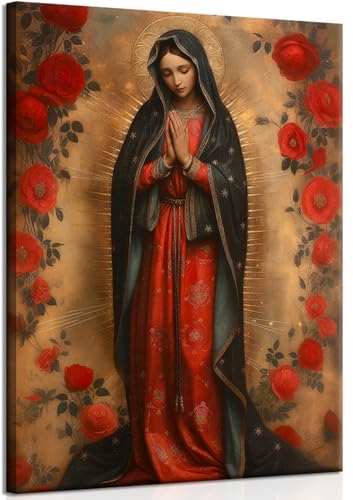 SQHVFXWR Framed Our Lady of Guadalupe Portrait Canvas Wall Art