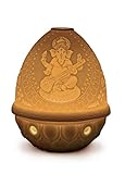 Lladro Veena Ganesha Lithophane Votive, Rechargeable Led