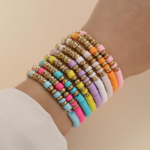 Friendship Bracelets for Women Heishi Clay Bead Bracelets Beaded Stretch Bff Bracelet Boho Stackable Bracelet Preppy Summer Beach Jewelry Party Favors3
