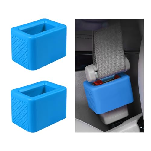 Image of povtii 2PCS Car Seat Belt Buckle Holder, Silicone Auto Seatbelt Buckle Booster Makes Receptacle Upright Buckling, Easy Access Seat Belt Buckle Safety Cover for Kids, Car Accessories (Blue)