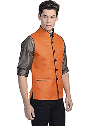 Men's Cotton Blended Fabric Bandhgala Nehru Jacket/Waistcoat (Bright Yellow)2