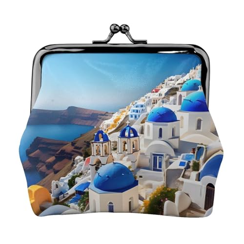 Santorini Greek Island sea View small wallets woman,wallets for women,coin purse for women,small womens wallet,with zipper and kiss lock