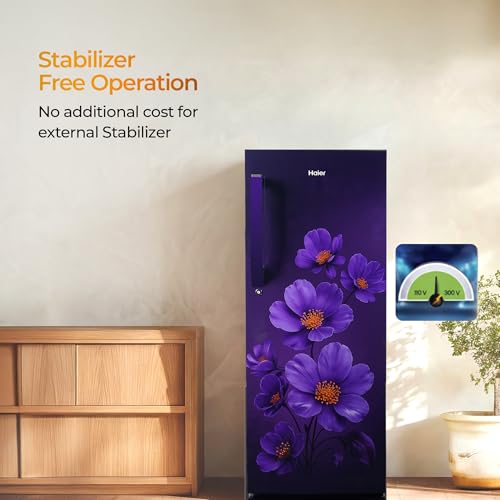 Image of Haier 215 L 5 Star Direct Cool Inverter Single Door Refrigerator with Fast Ice Making, Easy Clean Back, Large Vegetable Box (HED-225PXBA-P, Purple Xsenia, Base Stand Drawer, 2026 Model)