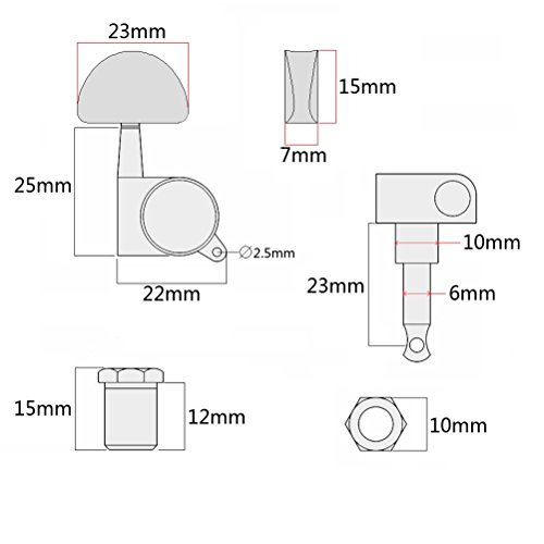 Healifty Lot de 6 chevilles 3L3R scellées pour guitare électrique – Mécaniques chromées avec vis de montage, viroles… - Les Beatles, Paul McCartney, John Lennon, RIngo Starr, George Harrison Healifty Lot de 6 chevilles 3L3R scellées pour guitare électrique - Mécaniques chromées avec vis de montage, viroles… – Image 3