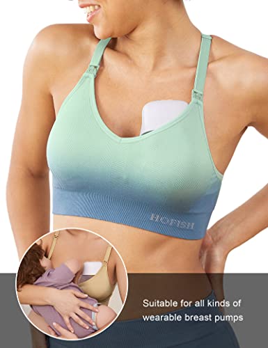 Image of HOFISH Support Nursing Bras for Breastfeeding Medium Impact Maternity & Nursing Sports Bra Seamless Racerback Pregnancy Bra