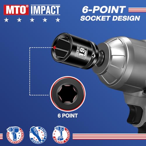 Image of MTO 1 /2 inch Drive 19mm Shallow Impact Socket, 6-Point Metric Socket for Automotive Maintaince, CR-V Steel Meets ANSI Standards