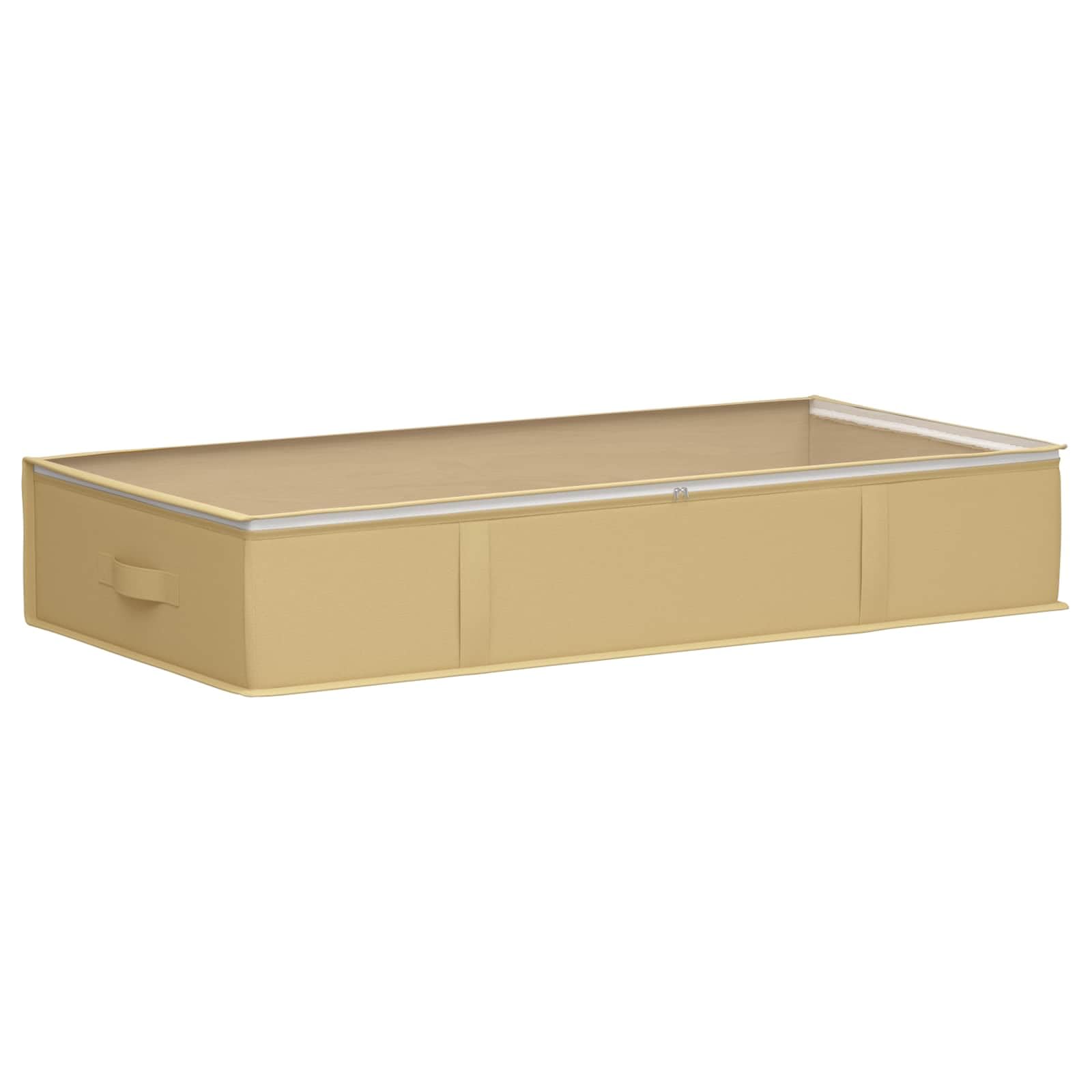 Boîte de rangement pliable en tissu non tissé crème avec poignées