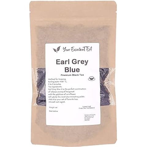 Your ExcellenTEA - Earl Grey Blue Flower - Black Tea Loose Leaf with Real Bergamot Oil in Resealable Pouch made from Ceylon BOP1 (100g) Cover