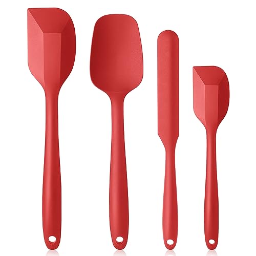 Vicloon Utensilios de Cocina de Silicona,4PCS Espátulas Silicona Incluye Espátula,Cuchara, No Tóxico, Antiadherente,Resistente al Calor,Utensilios para Cocina y Horneado