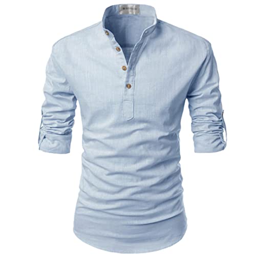 Chemise Henley homme bleu clair S boutonnée fini les hauts inconfortables