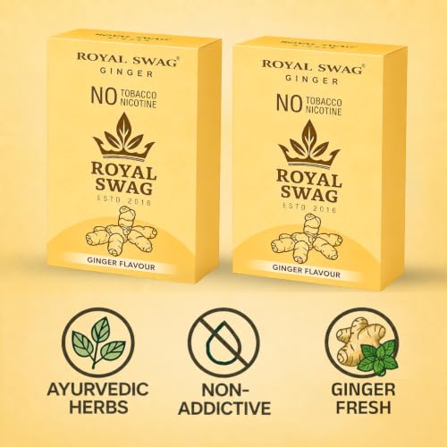 Image of ROYAL SWAG Ginger Flavour Wellness Sticks 10 Sticks Each Pack of 2 Boxes Ayurvedic Herbal Blend Wellness Sticks