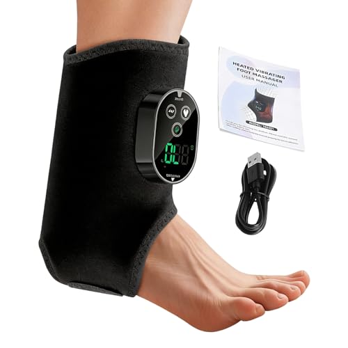 Masajeador De Tobillo Y Pie Inalámbrico - 6 Niveles Temperatura Ajustable | 3 Modos De Vibración, Calentador Portátil Recargable Para Hombres, Mujeres Y Mayores Contra Fatiga En Casa