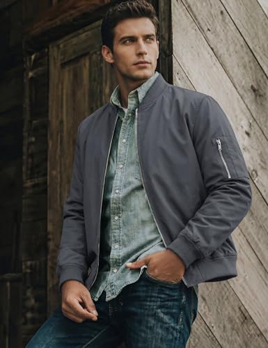 Image of TACVASEN Men's Lightweight Jacket Casual Spring Fall Windbreaker Bomber Zip Up Coat with Pocket