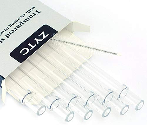 ZYTC Plastic Straws for YETI, Reusable Clear Transparent Straight Drinking Straws, Set of 6 with 2 Cleaning Brushes