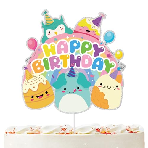 Cute Animals Cake Topper Birthday Party Decorations Cute Squishy Character Themed Decoration for Kid Boys & Girls